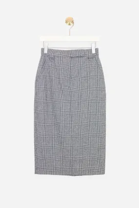 HoundsTooth Plaid Mixi Skirt Wool/Cashmere