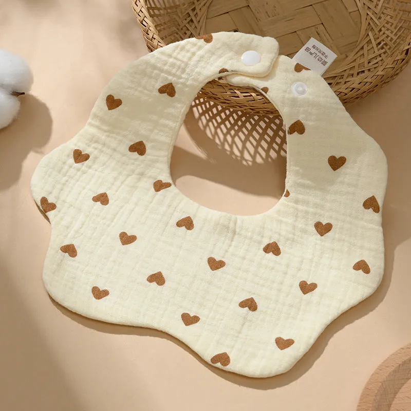 INSTOCK-(PACK OF 3)  Baby bib 6-layer pure cotton gauze petal bib