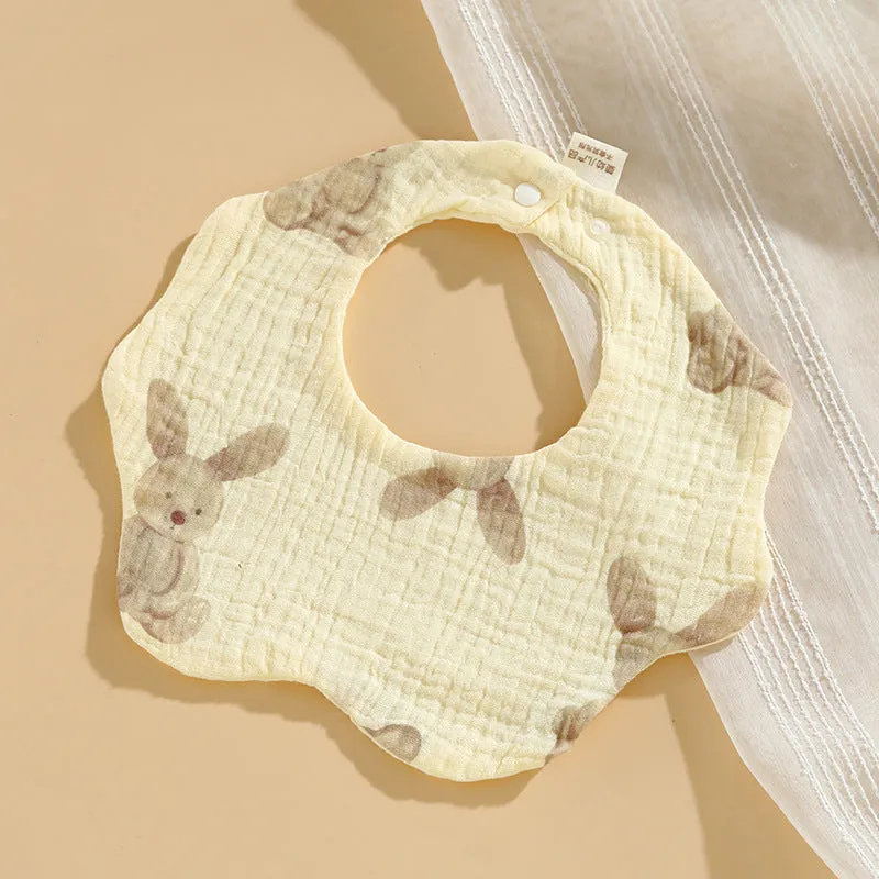 INSTOCK-(PACK OF 3)  Baby bib 6-layer pure cotton gauze petal bib