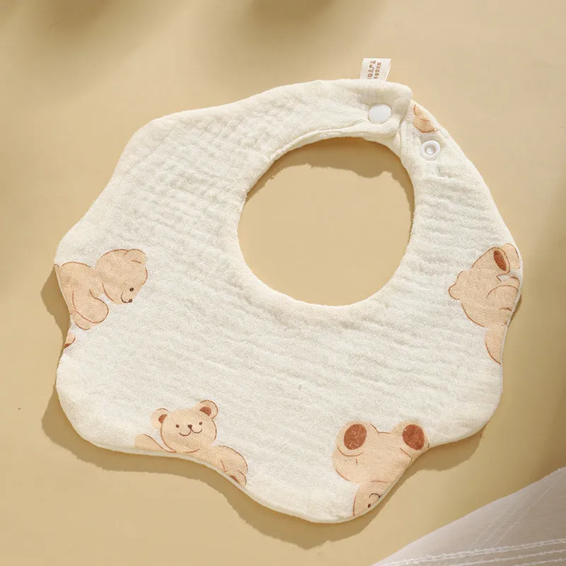 INSTOCK-(PACK OF 3)  Baby bib 6-layer pure cotton gauze petal bib