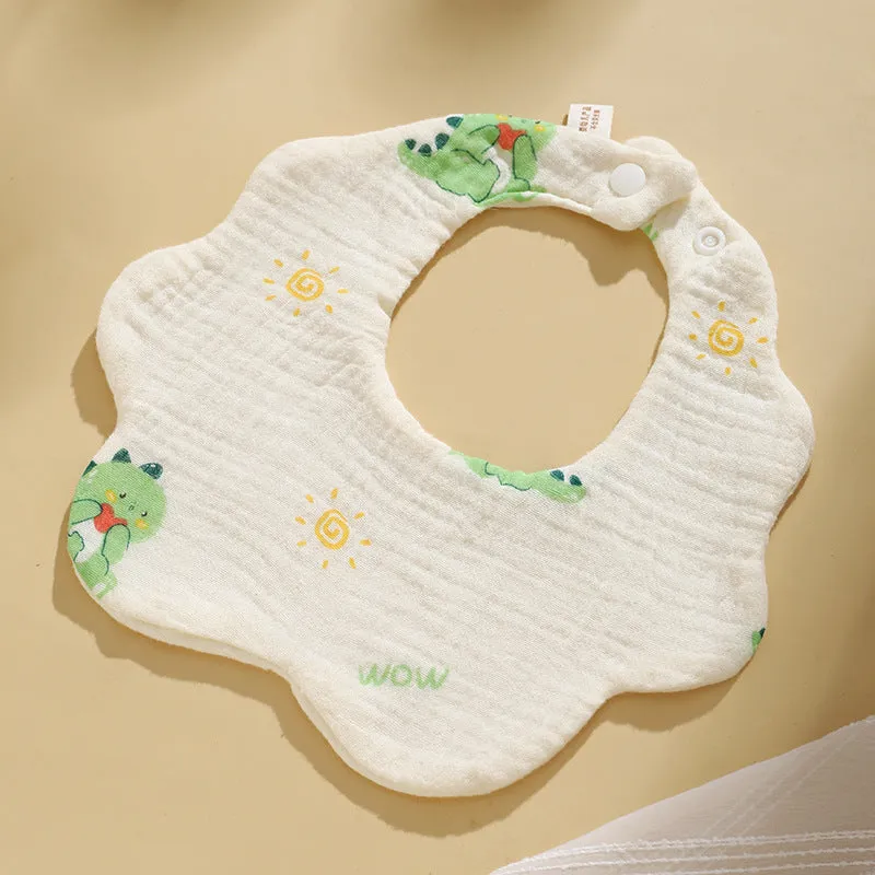 INSTOCK-(PACK OF 3)  Baby bib 6-layer pure cotton gauze petal bib