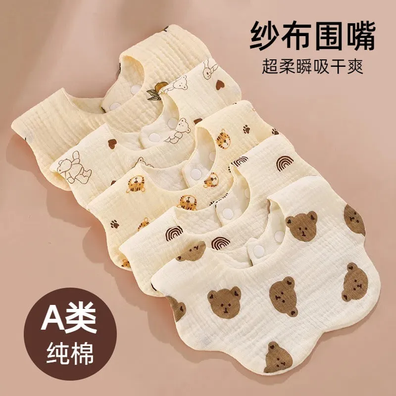 INSTOCK-(PACK OF 3)  Baby bib 6-layer pure cotton gauze petal bib