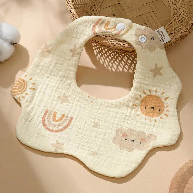 INSTOCK-(PACK OF 3)  Baby bib 6-layer pure cotton gauze petal bib
