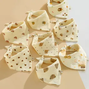 INSTOCK-(PACK OF 3)  Baby bib 6-layer pure cotton gauze petal bib