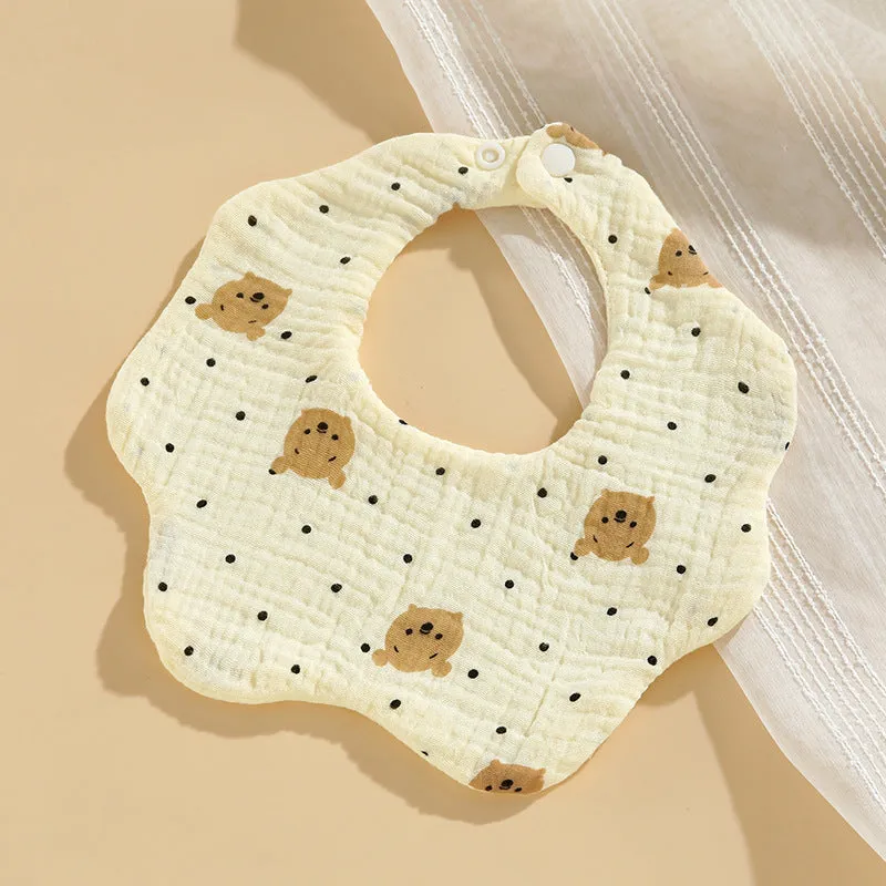 INSTOCK-(PACK OF 3)  Baby bib 6-layer pure cotton gauze petal bib