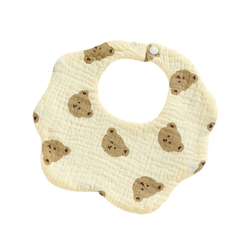 INSTOCK-(PACK OF 3)  Baby bib 6-layer pure cotton gauze petal bib