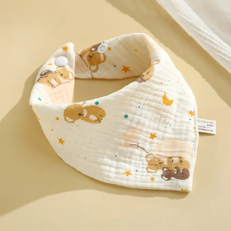 INSTOCK-(PACK OF 3)  Baby bib 6-layer pure cotton gauze petal bib