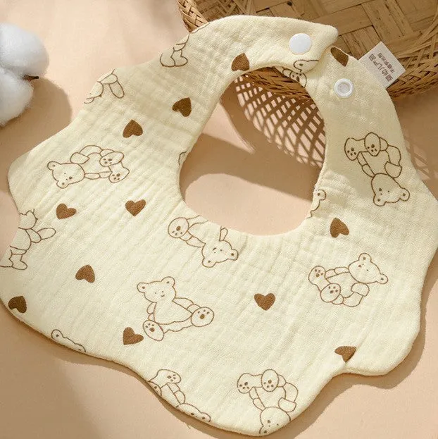 INSTOCK-(PACK OF 3)  Baby bib 6-layer pure cotton gauze petal bib