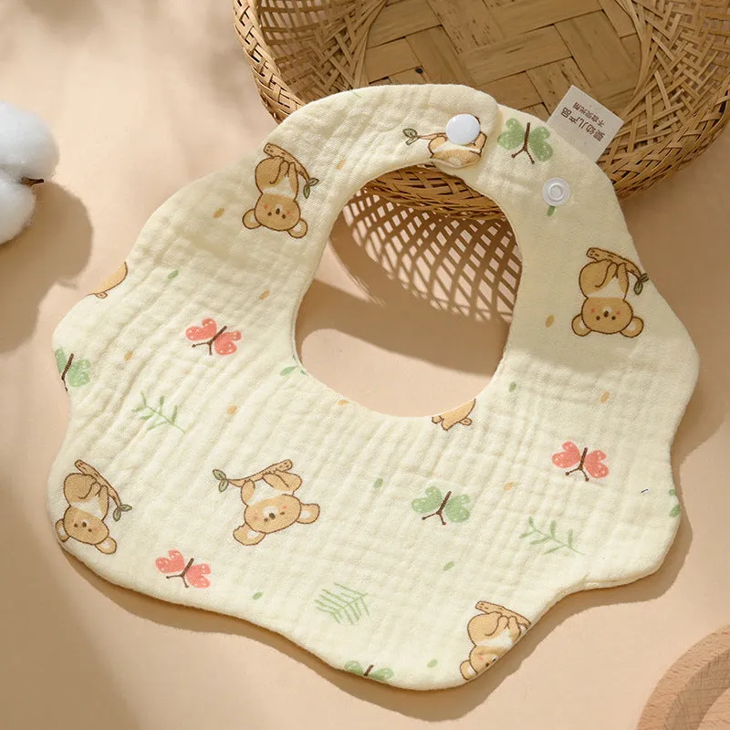 INSTOCK-(PACK OF 3)  Baby bib 6-layer pure cotton gauze petal bib