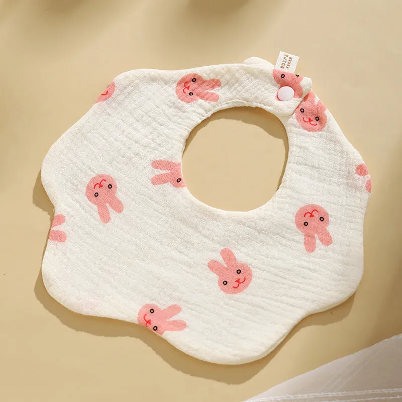 INSTOCK-(PACK OF 3)  Baby bib 6-layer pure cotton gauze petal bib
