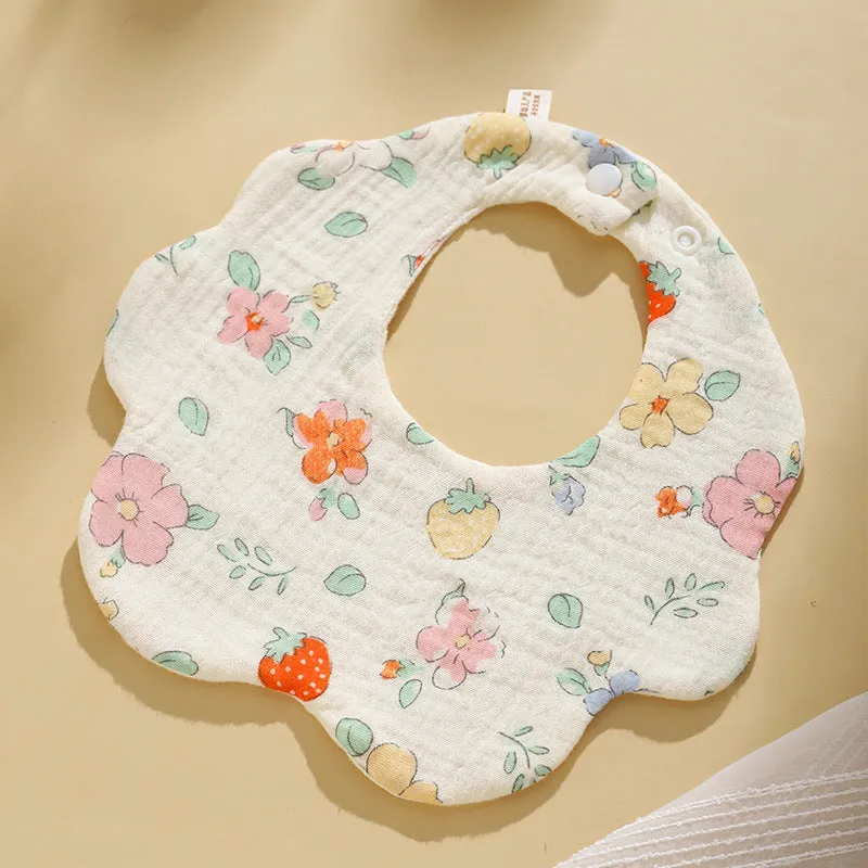 INSTOCK-(PACK OF 3)  Baby bib 6-layer pure cotton gauze petal bib