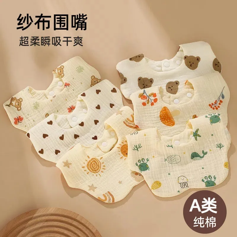 INSTOCK-(PACK OF 3)  Baby bib 6-layer pure cotton gauze petal bib
