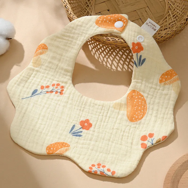INSTOCK-(PACK OF 3)  Baby bib 6-layer pure cotton gauze petal bib