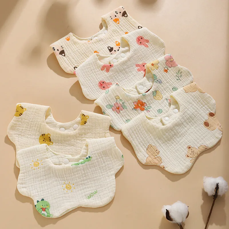 INSTOCK-(PACK OF 3)  Baby bib 6-layer pure cotton gauze petal bib