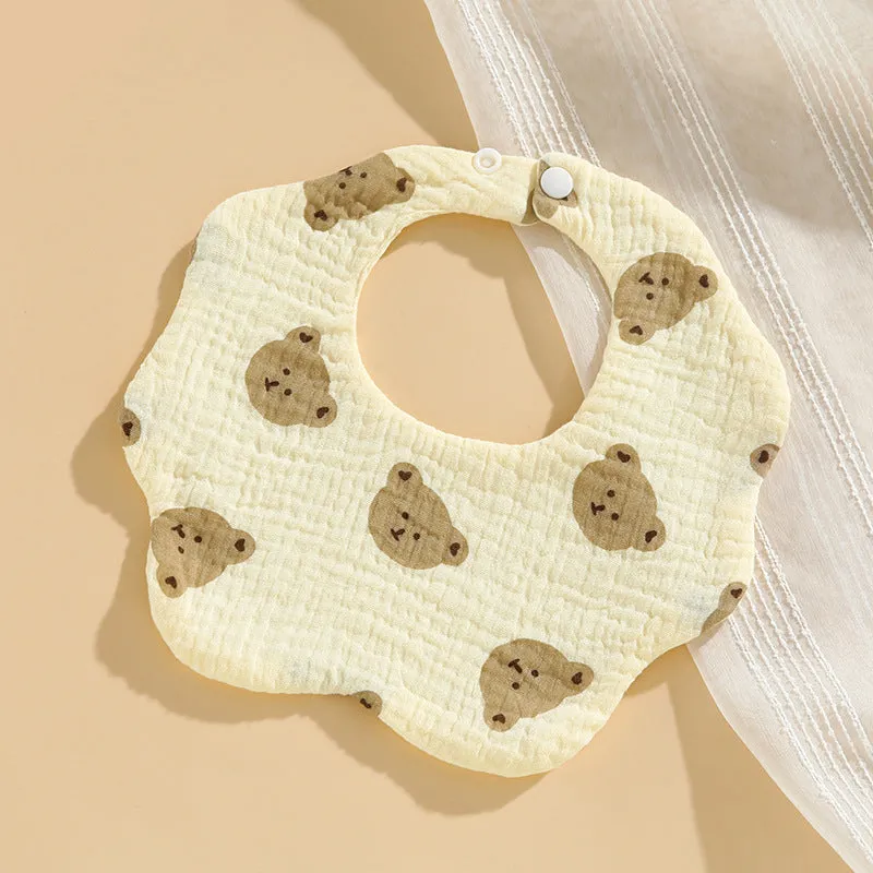 INSTOCK-(PACK OF 3)  Baby bib 6-layer pure cotton gauze petal bib