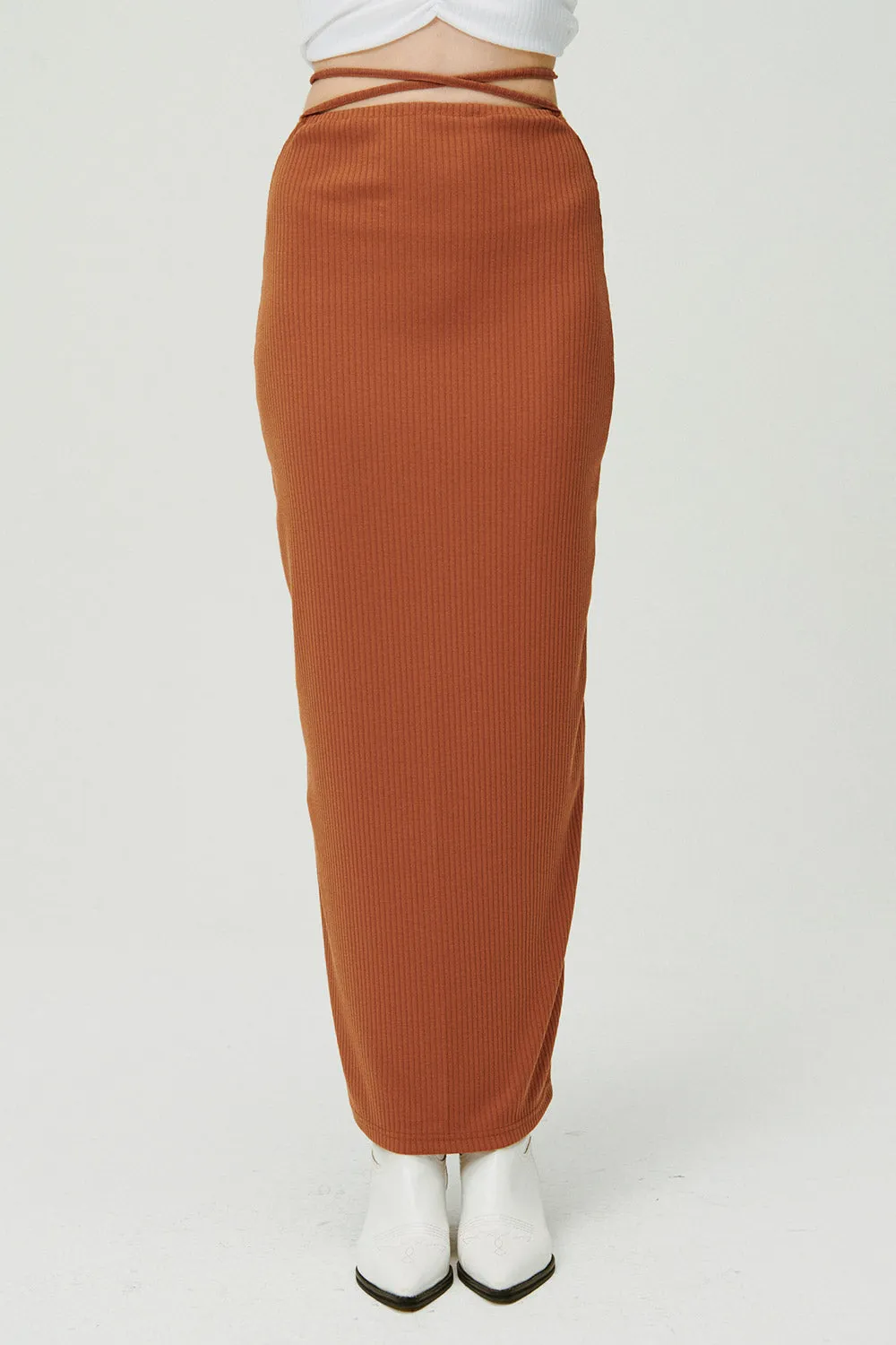 Jade Ribbed Skirt w/String