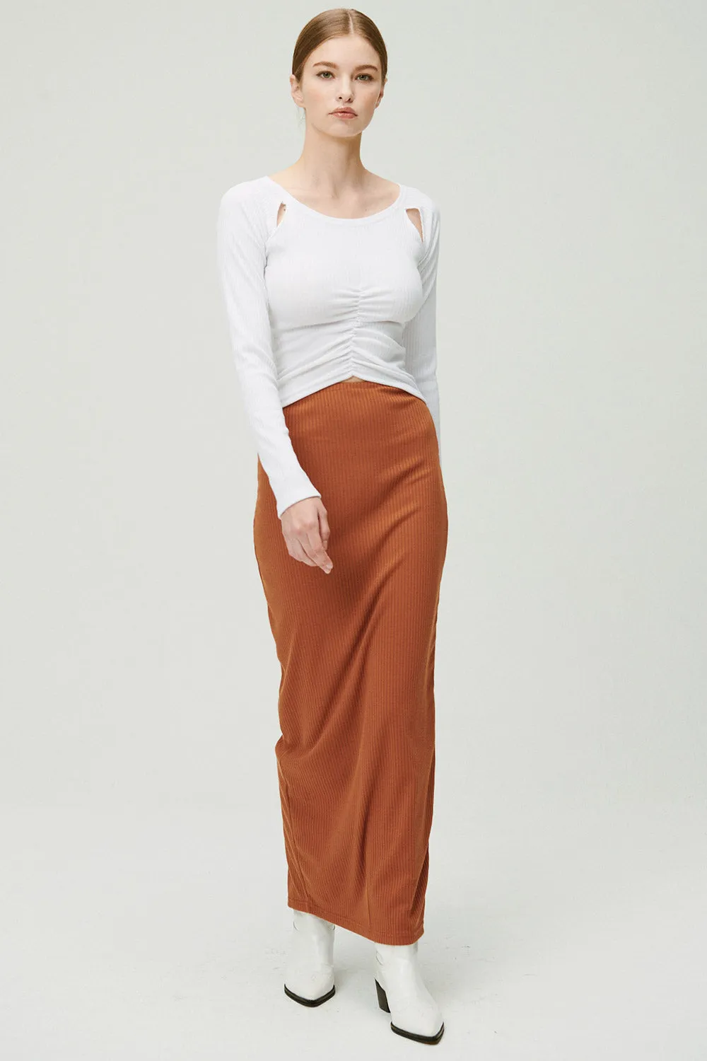 Jade Ribbed Skirt w/String