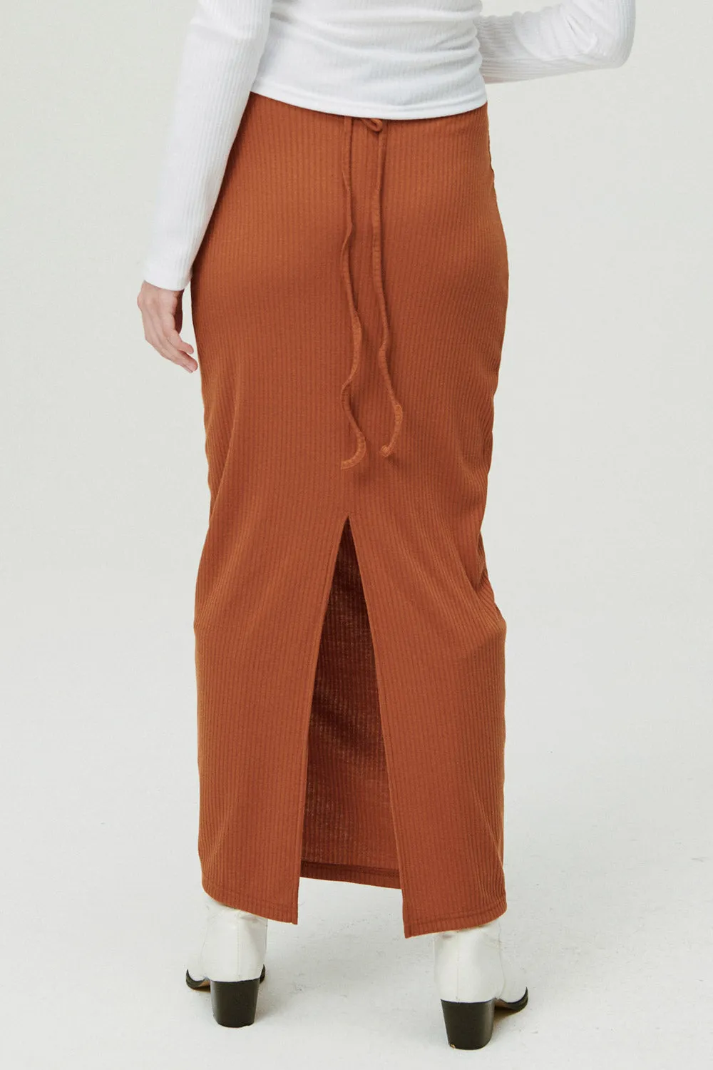 Jade Ribbed Skirt w/String