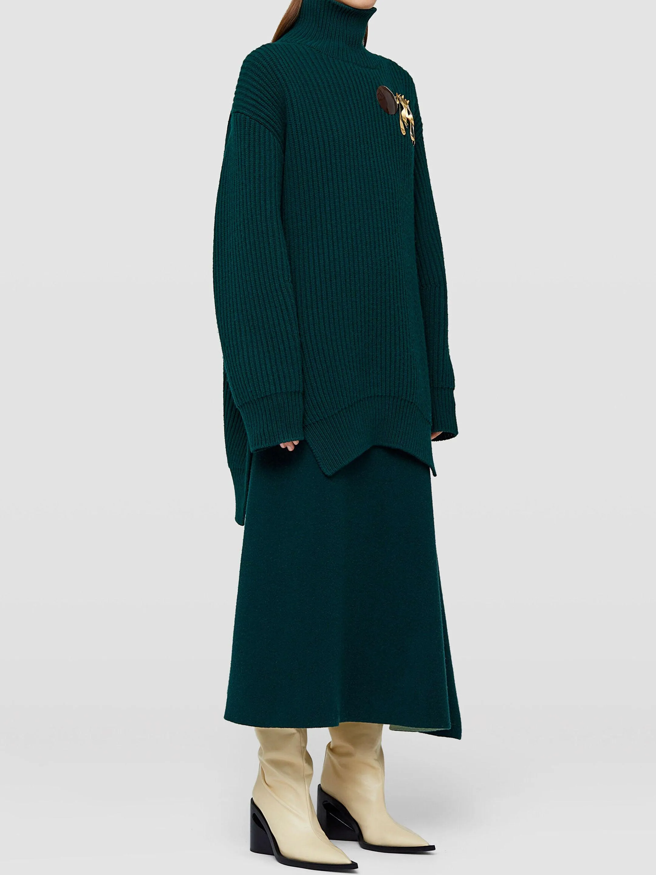 Jil Sander Asymmetrical Green Skirt