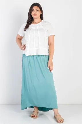 Junior Plus Sage Smocked Waist Maxi Skirt /2-2-1