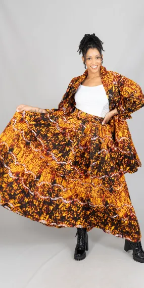 KaraChic 7001-609 Elastic Waist African Print Maxi Skirt