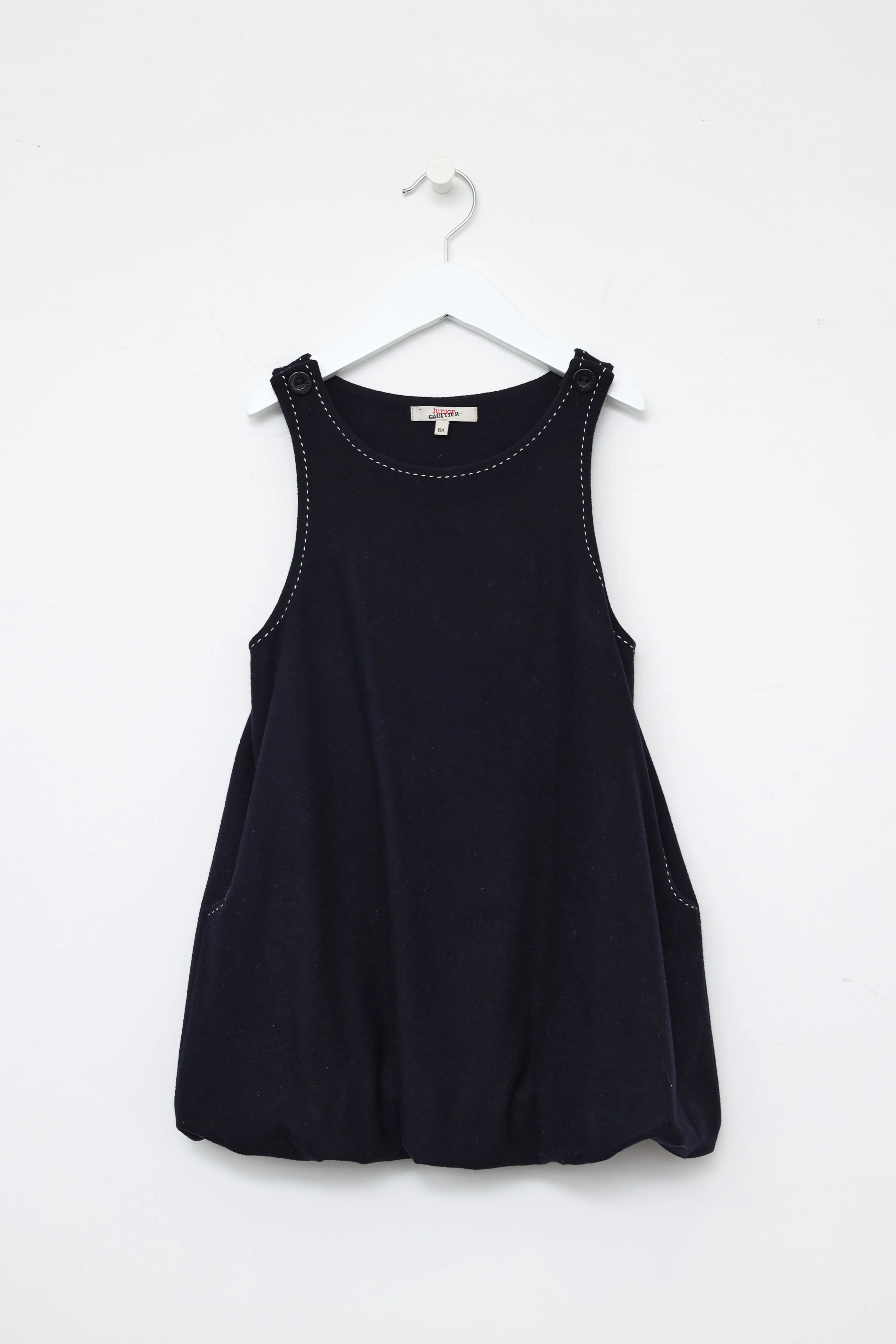Kids Navy Wool Balloon Dress