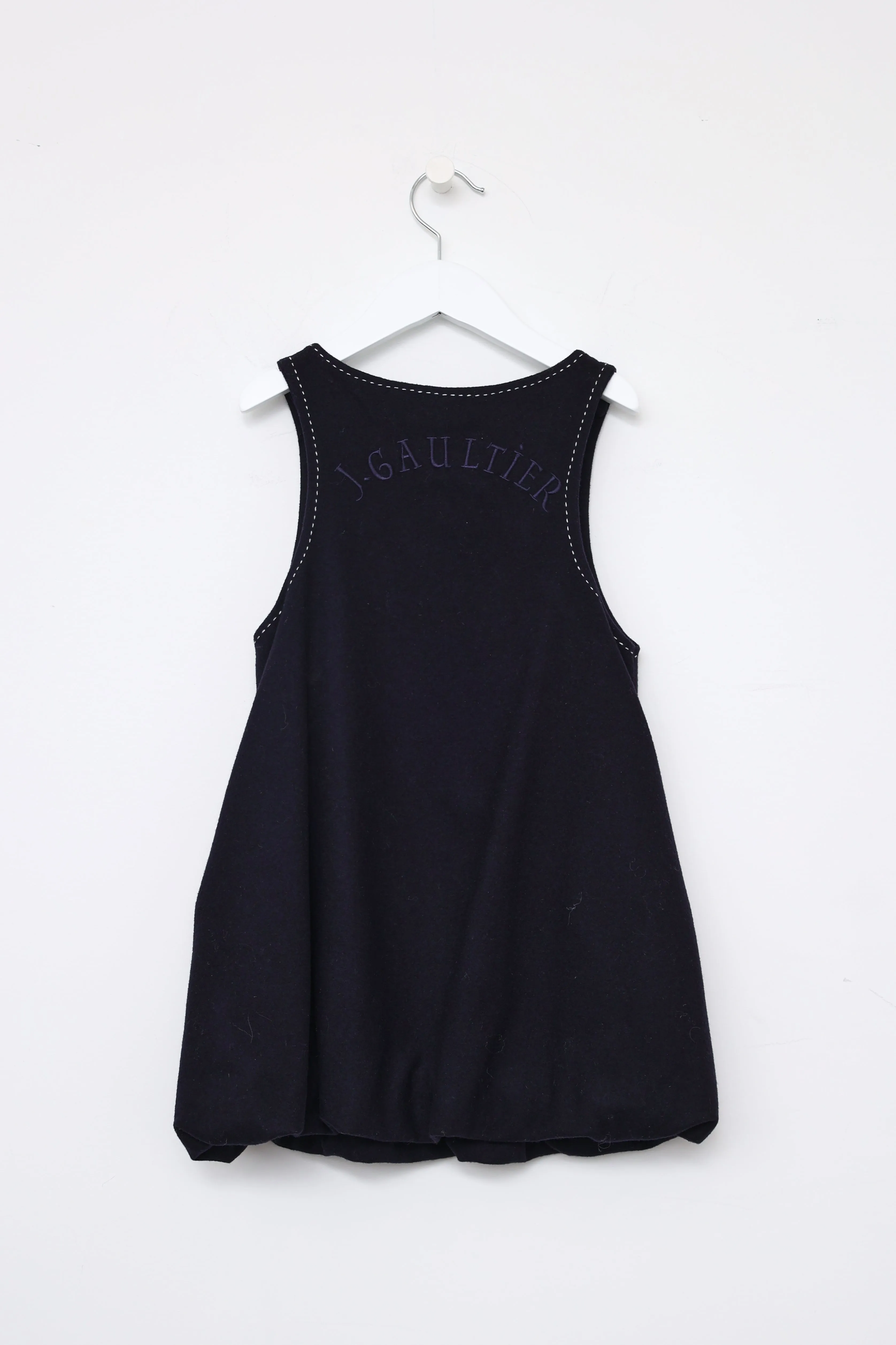 Kids Navy Wool Balloon Dress
