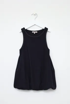 Kids Navy Wool Balloon Dress