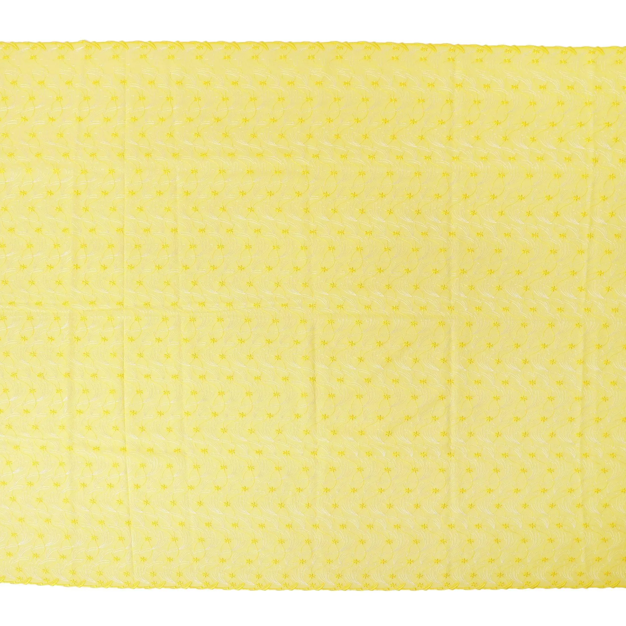 Lemon yellow Premium Swiss cotton voile thobe with same tone and light yellow embroidery in fancy design-D11617