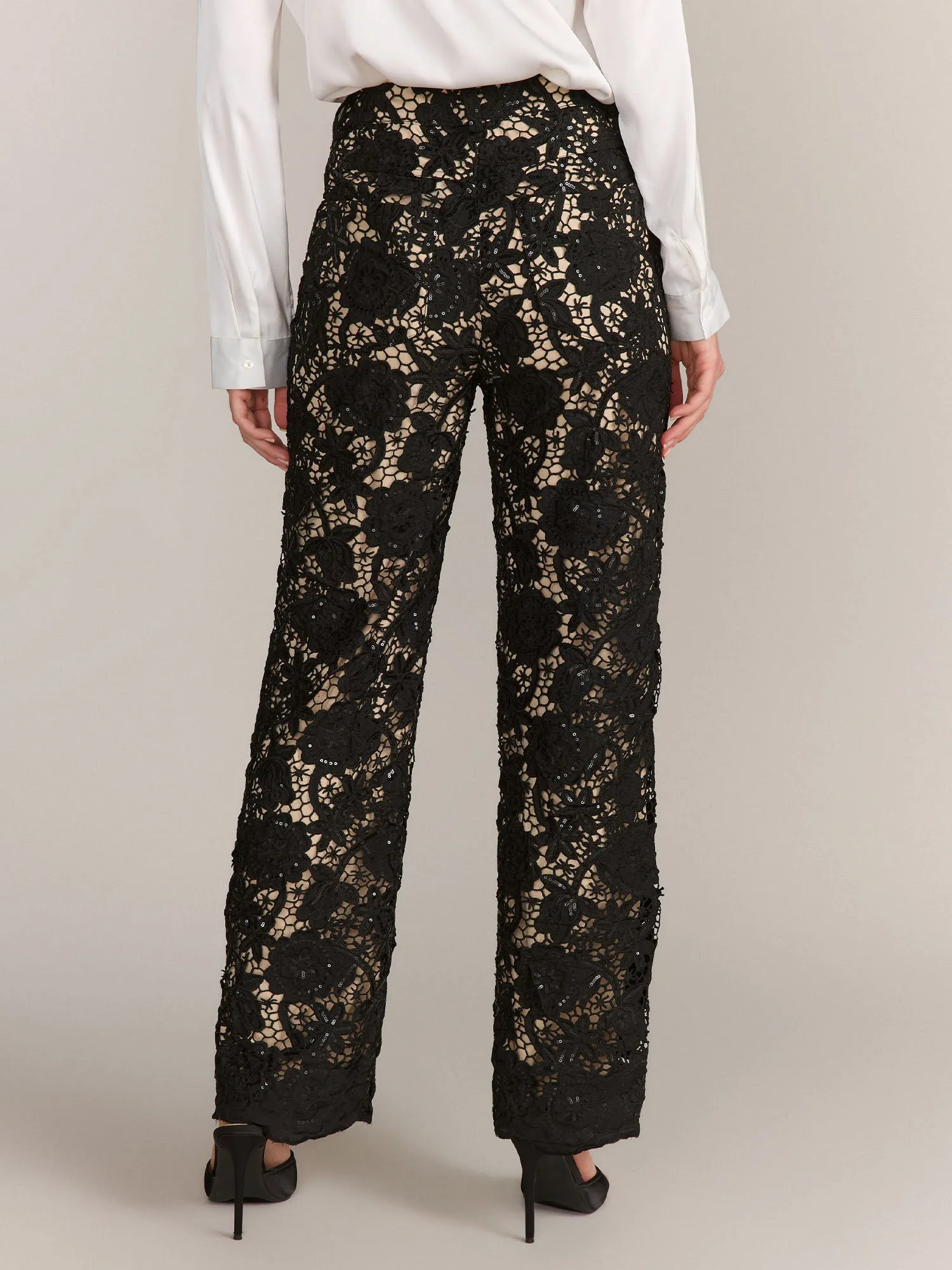 Lena Nude Lined Sequin Lace Pant - Brands We Love