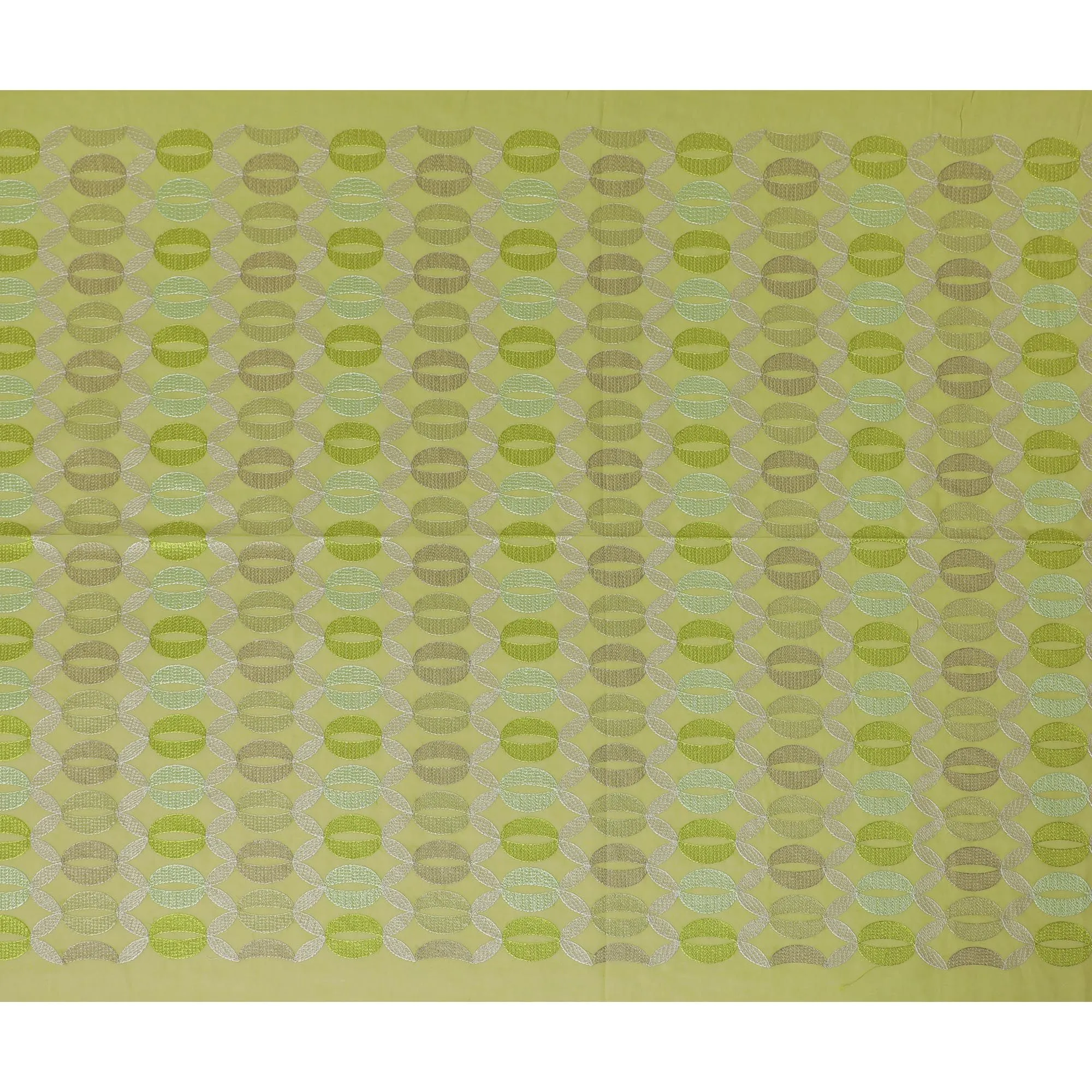 Light olive Premium pure cotton voile fabric with same tone and beige embroidery in geometric design-D16982