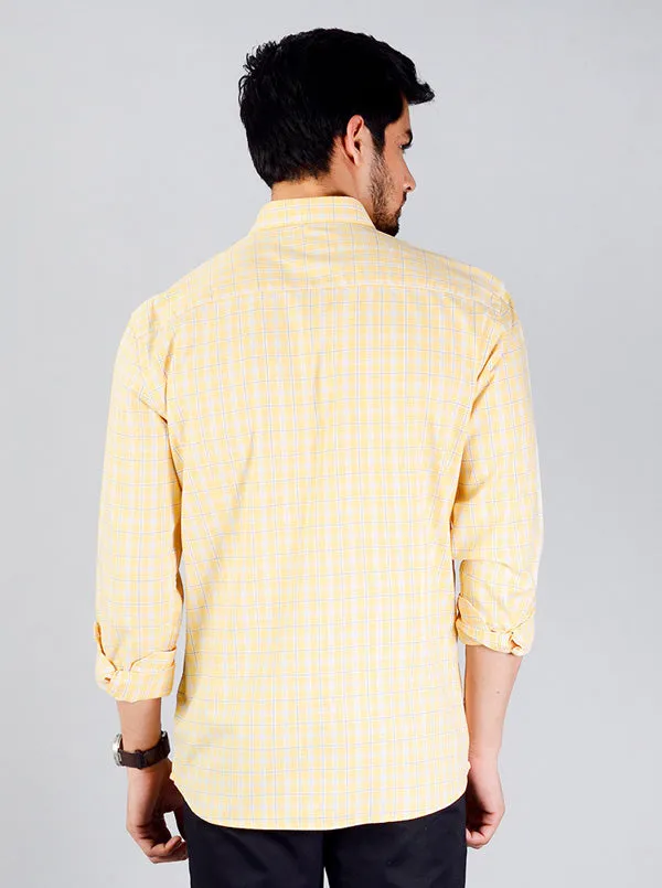 Light Yellow Checked Slim Fit Casual Shirt | JadeBlue