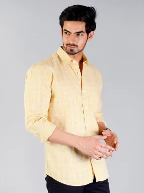Light Yellow Checked Slim Fit Casual Shirt | JadeBlue