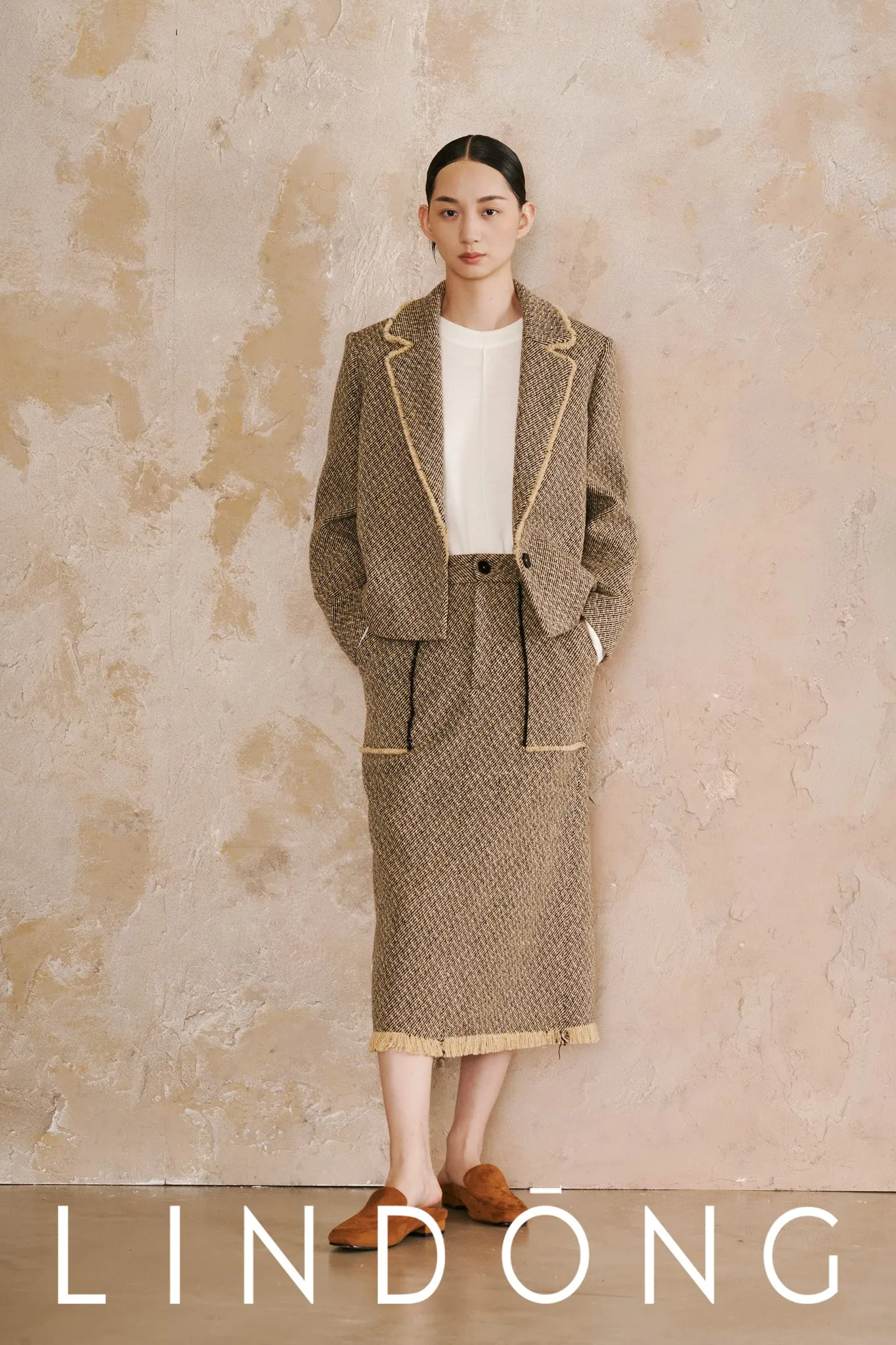 LINDONG | Lois Tweed Fringe Skirt
