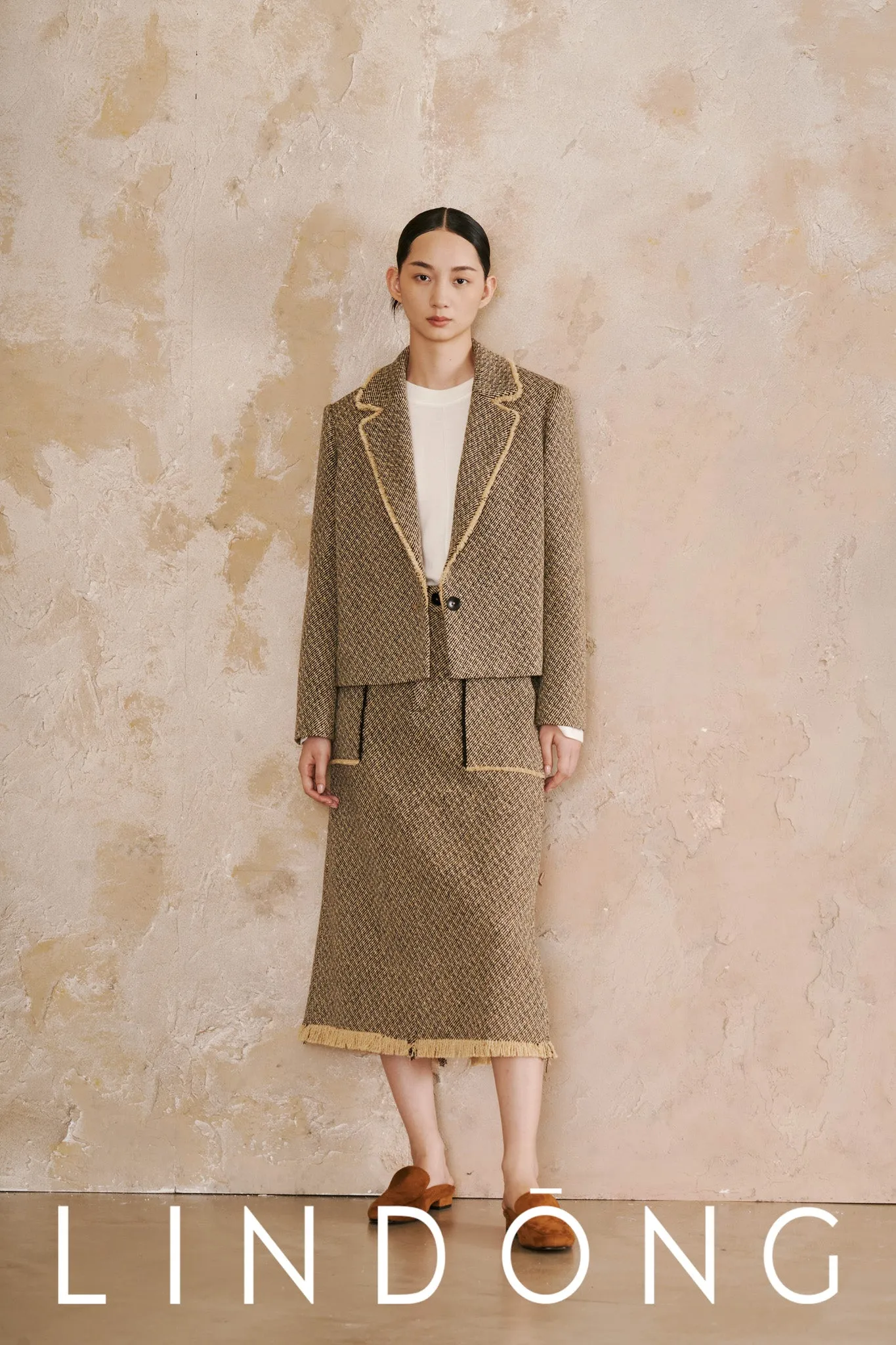 LINDONG | Lois Tweed Fringe Skirt