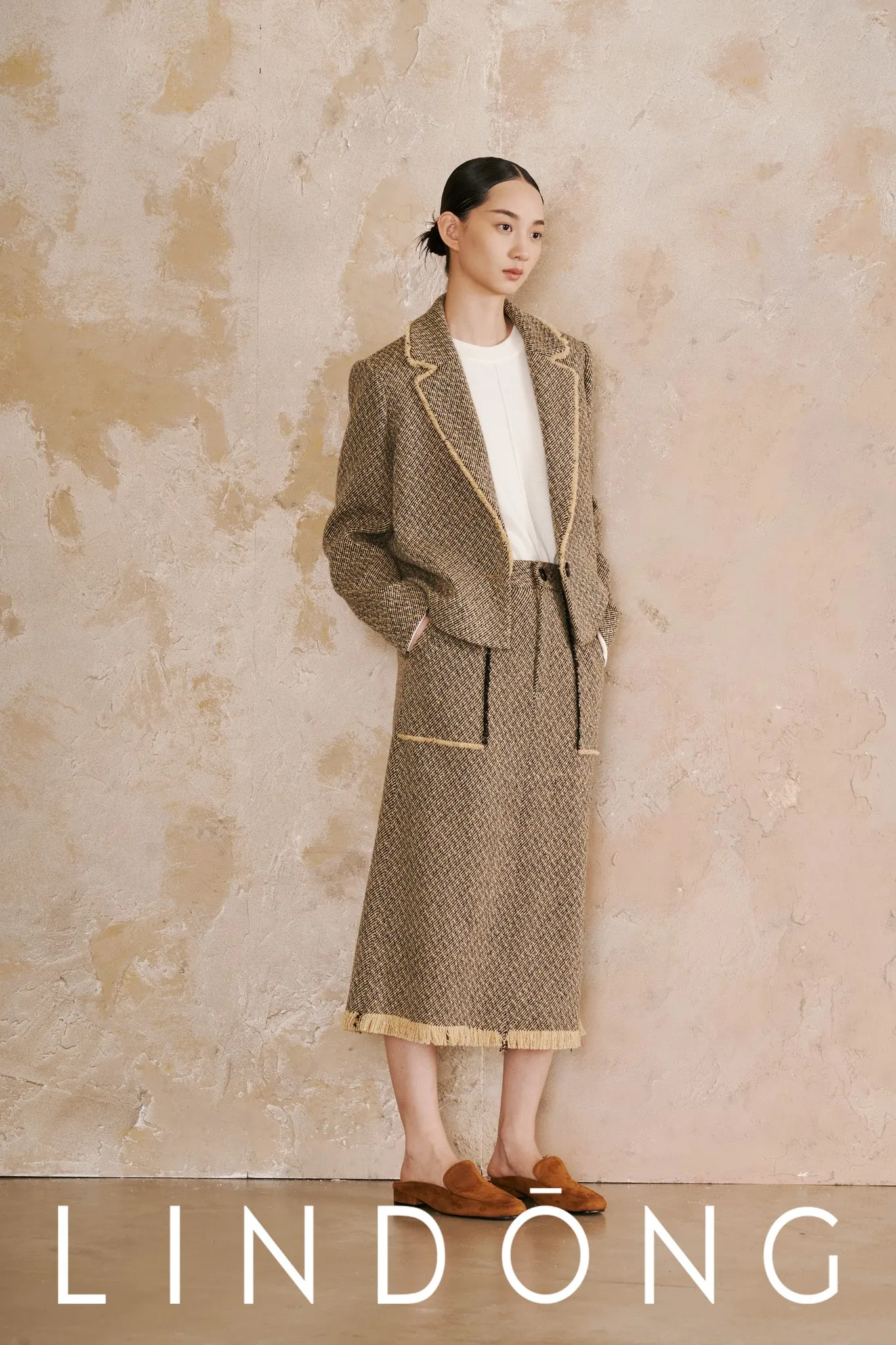 LINDONG | Lois Tweed Fringe Skirt