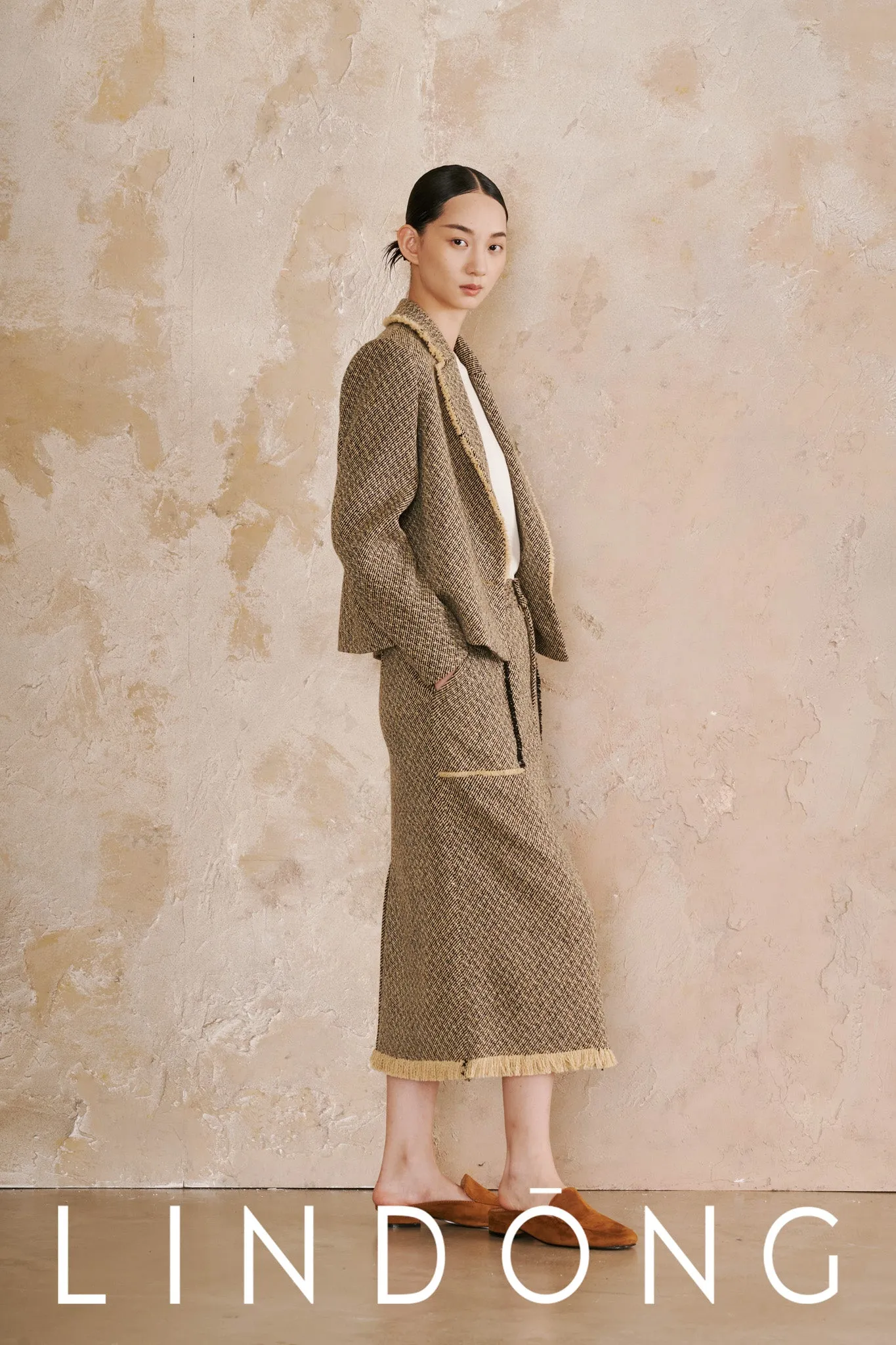 LINDONG | Lois Tweed Fringe Skirt