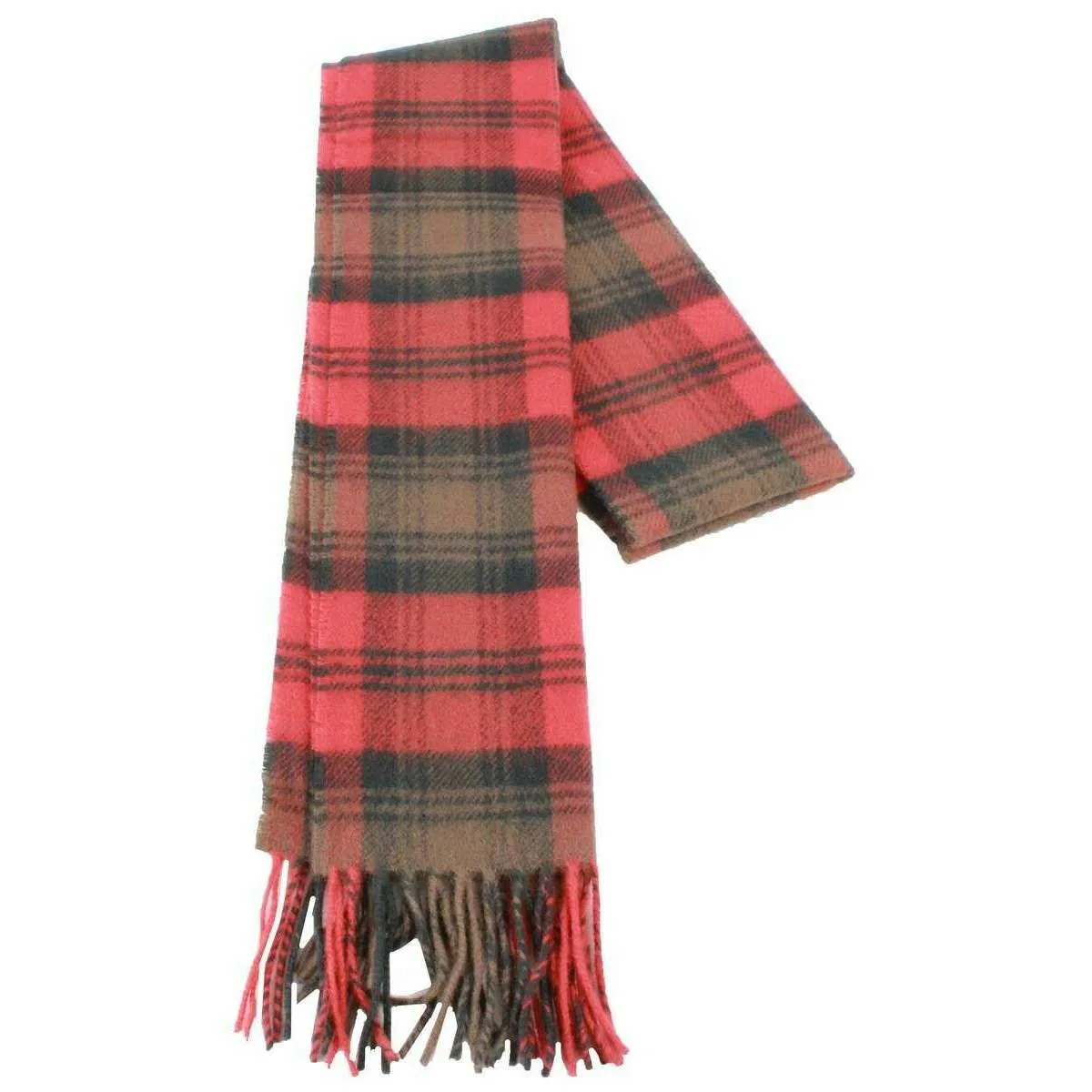 Locharron of Scotland Bowhill Kerr Weathered Lambswool Tartan Scarf - Red/Brown
