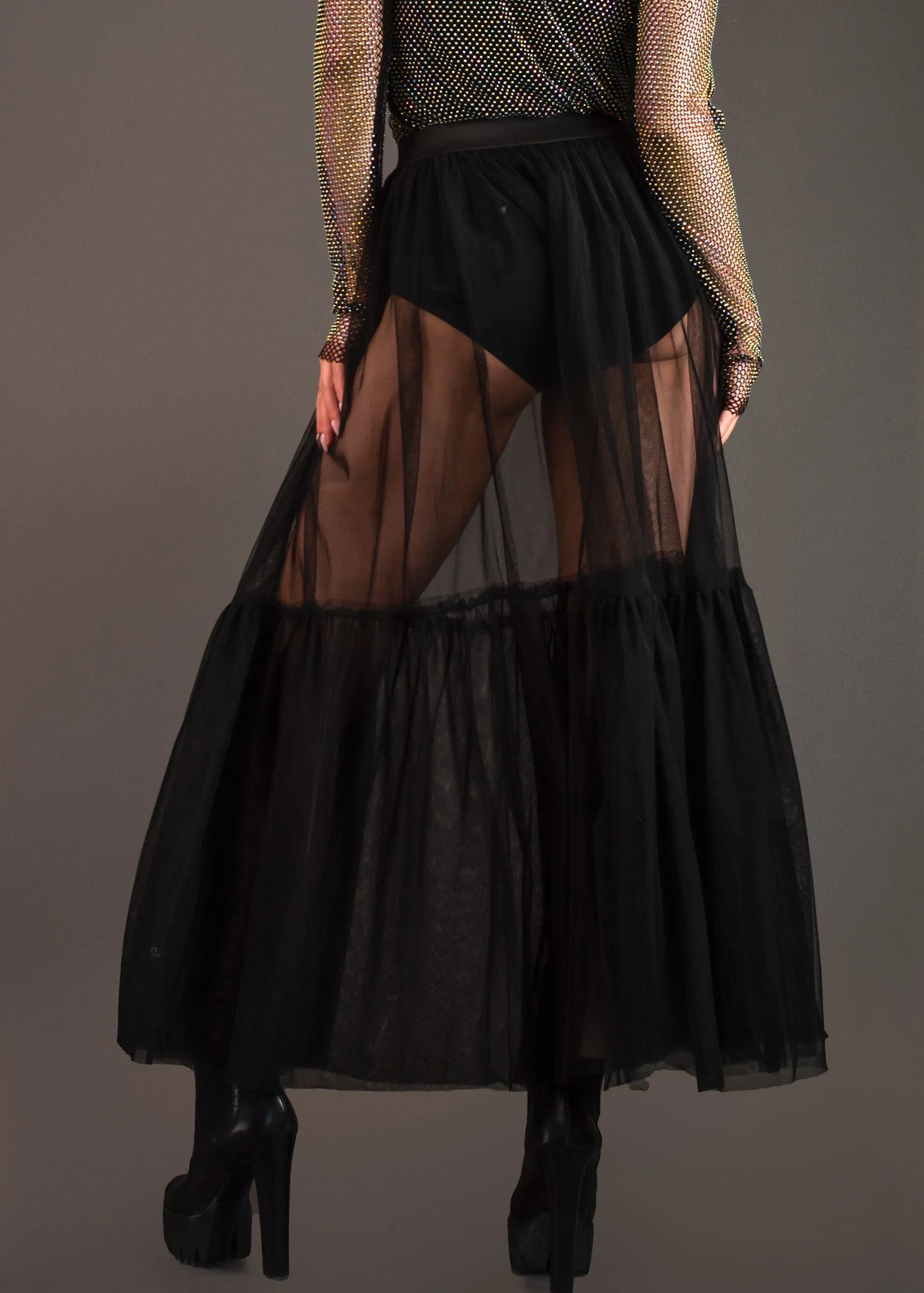 Long Sheer Tulle Skirt
