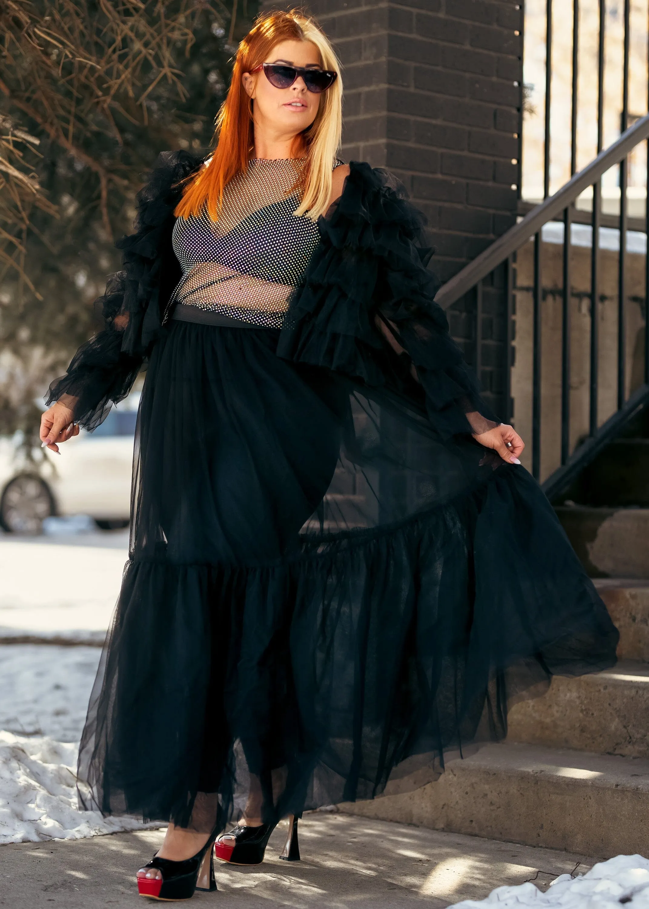 Long Sheer Tulle Skirt