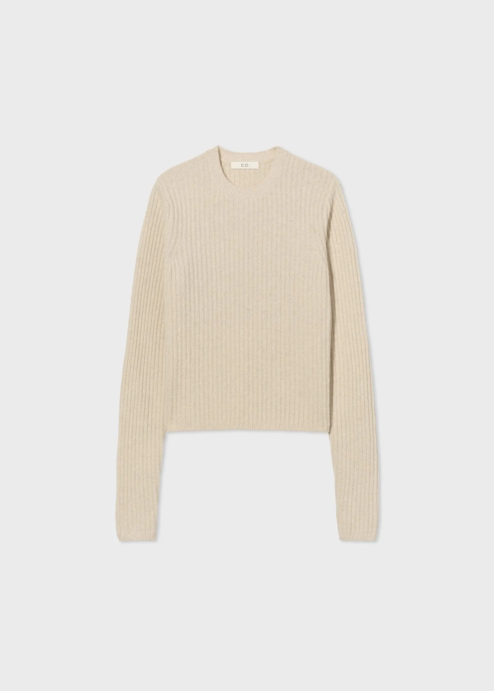 Long Sleeve Sweater Top in Tweed Knit - Ivory