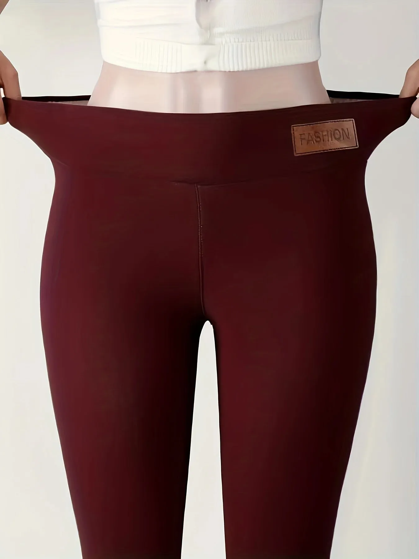 LVSANW Autumn and winter women's fleece thermal pants thick high-waisted stretch leggings Winter wear leggings