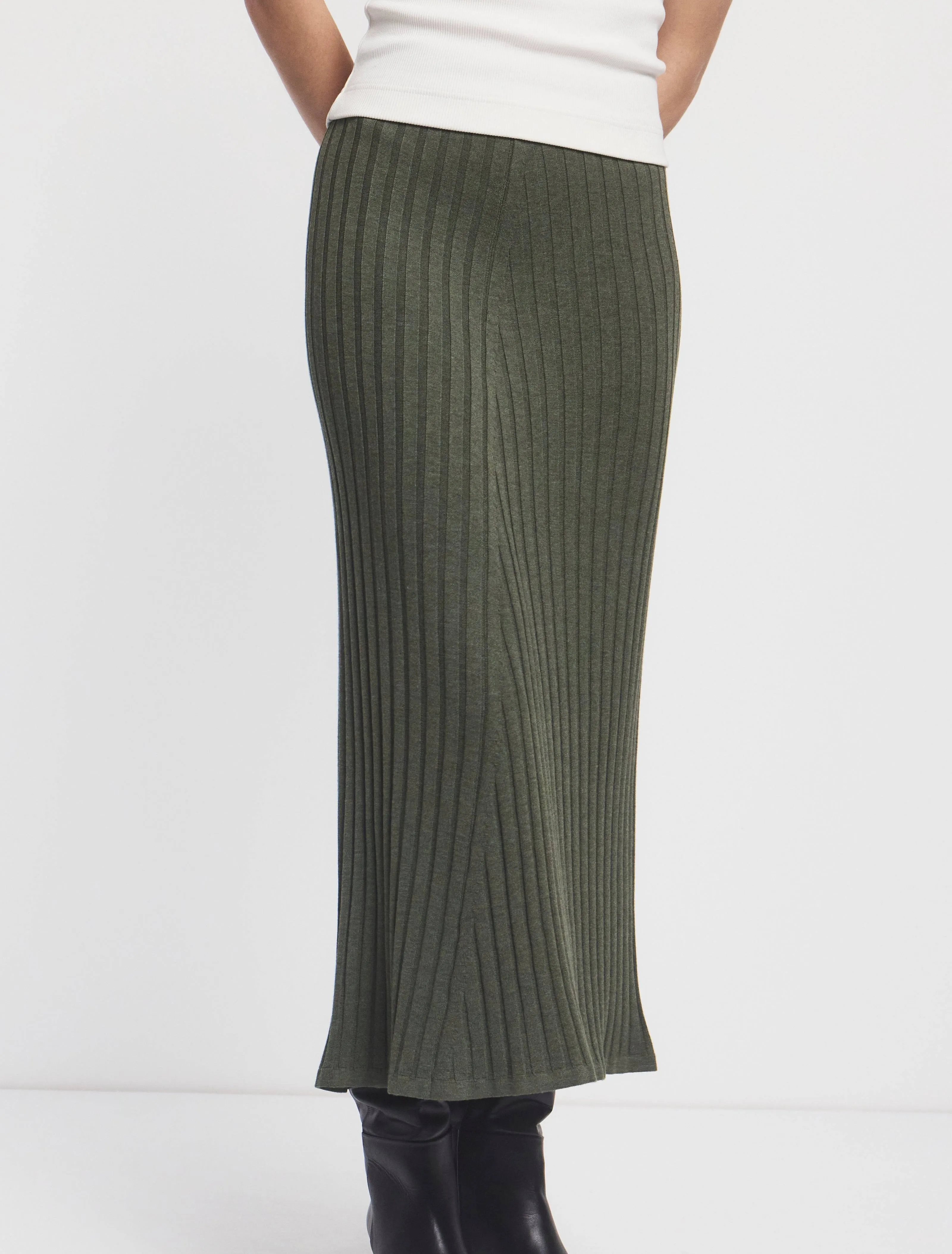 Maia Rib Skirt In Green Marl