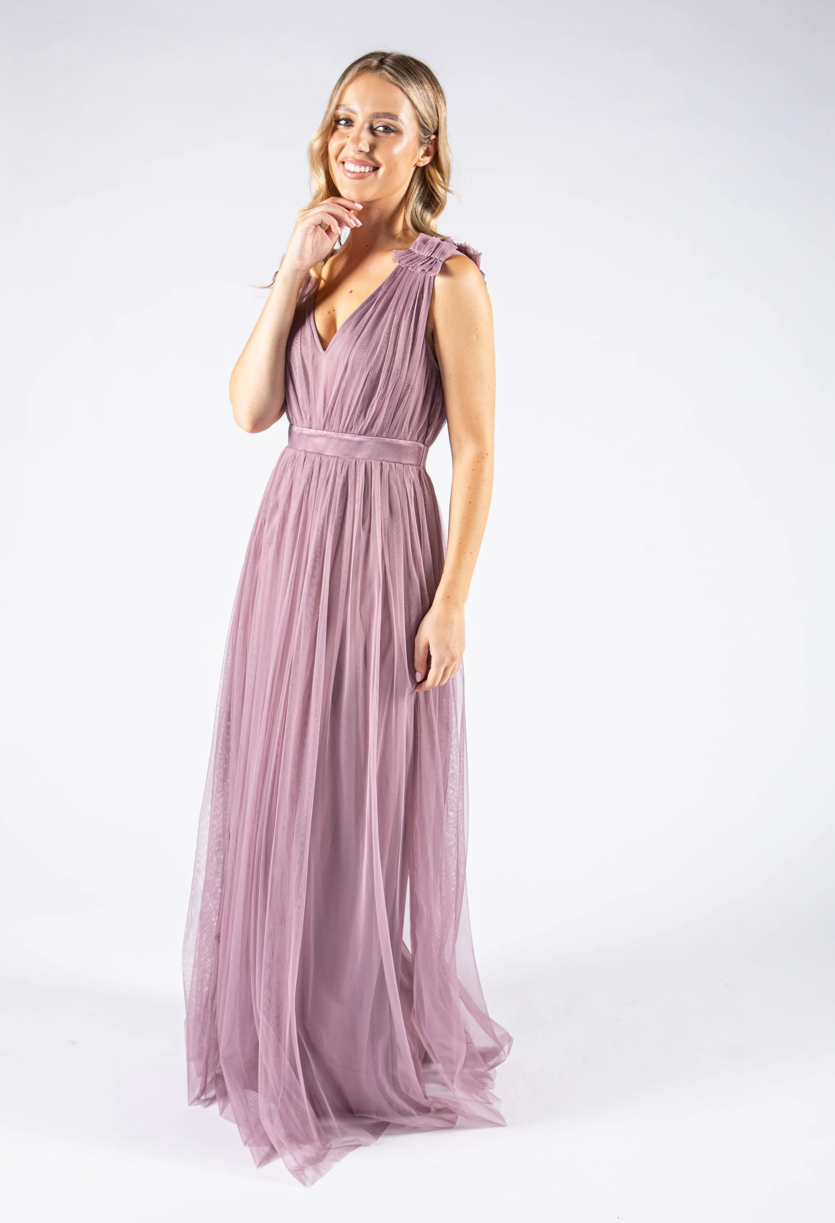 Maxi Dress With Ruffle Shoulder Detail