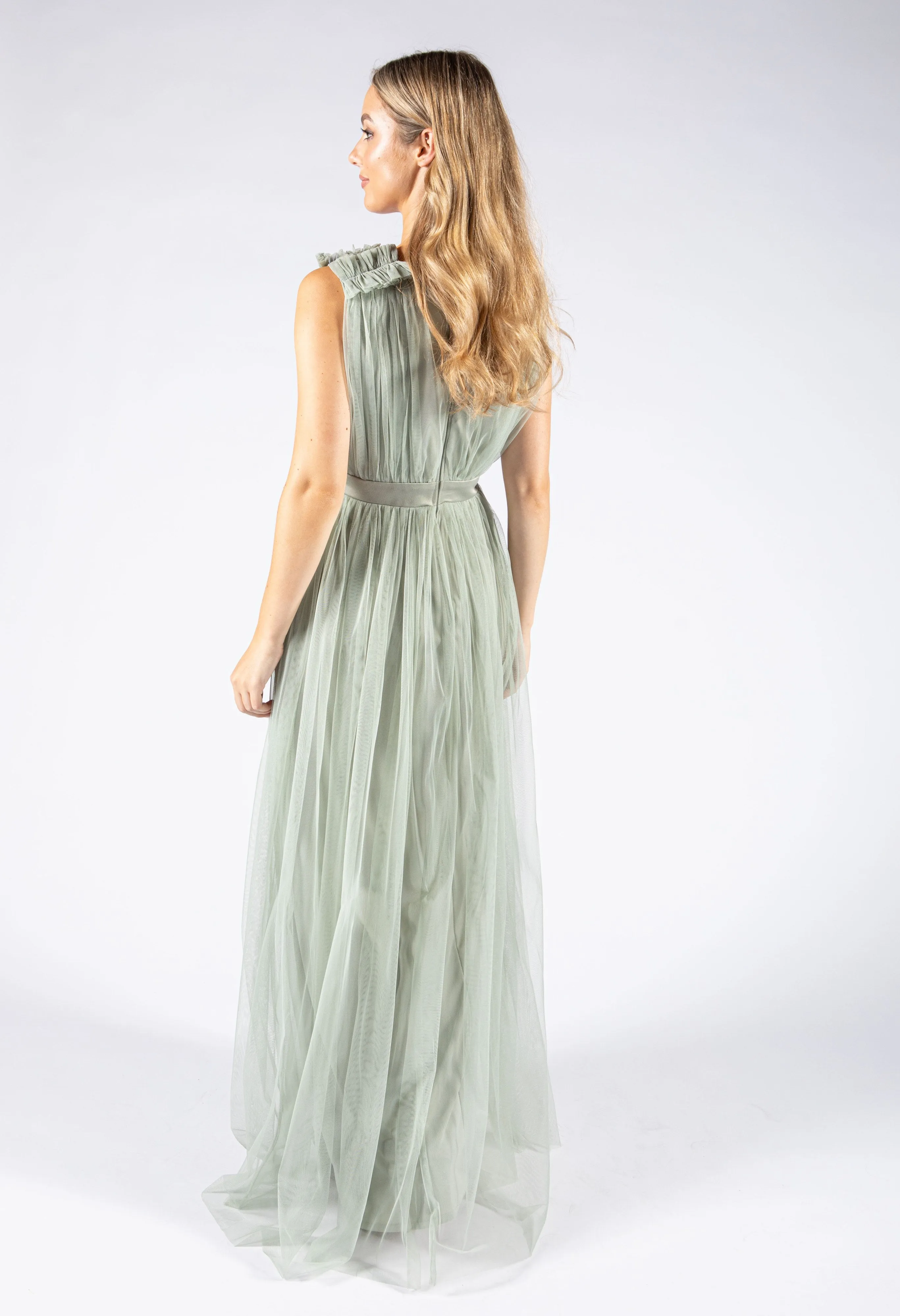 Maxi Dress With Ruffle Shoulder Detail