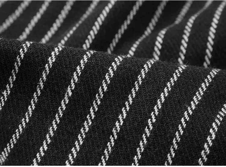 Men's Autumn/Winter Woolen Vertical Striped Straight Suit Pants