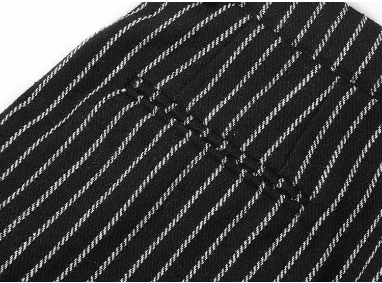 Men's Autumn/Winter Woolen Vertical Striped Straight Suit Pants