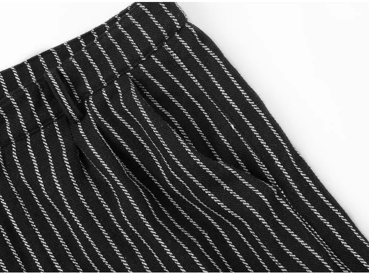 Men's Autumn/Winter Woolen Vertical Striped Straight Suit Pants
