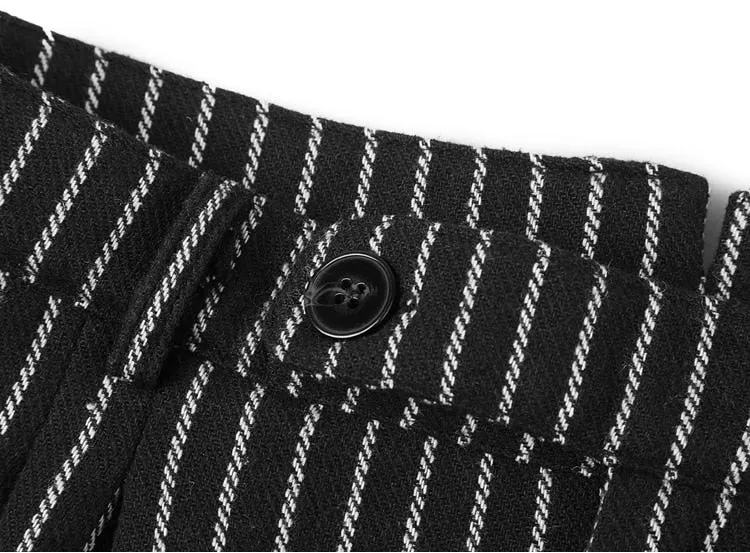 Men's Autumn/Winter Woolen Vertical Striped Straight Suit Pants