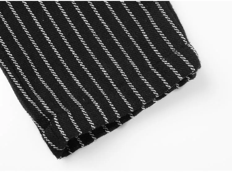 Men's Autumn/Winter Woolen Vertical Striped Straight Suit Pants